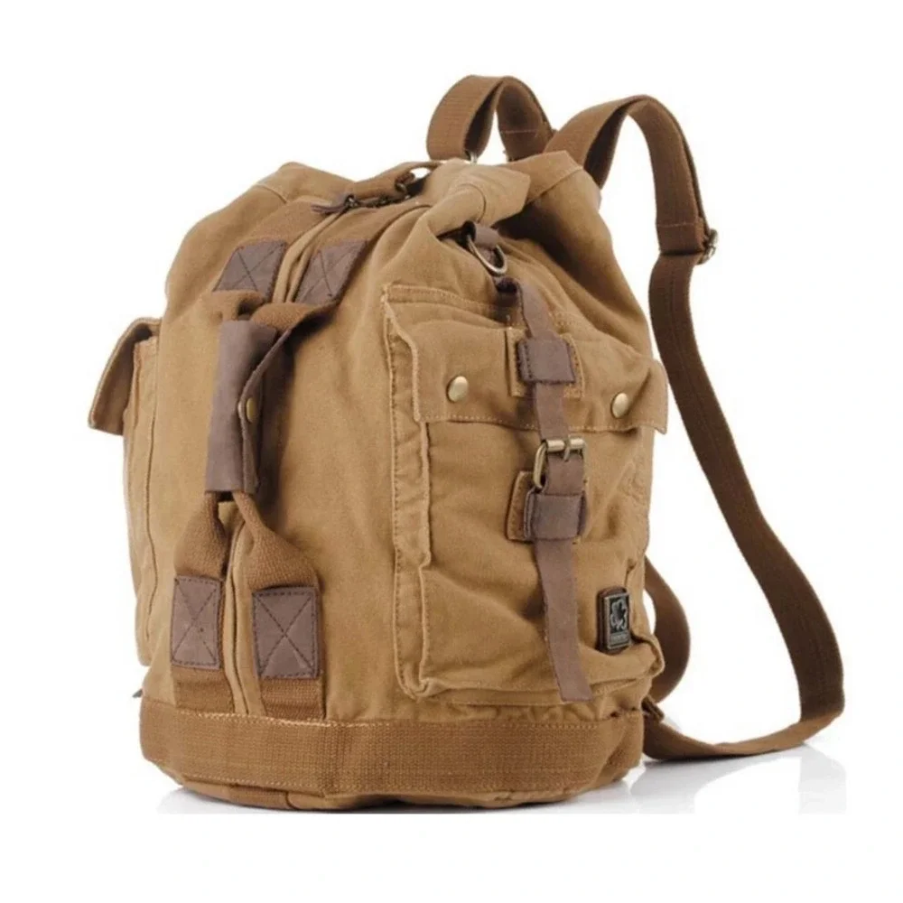 SERBAGS Canvas Rucksack Backpack Utility Cargo Pockets Hiking Outdoors Gorpcore